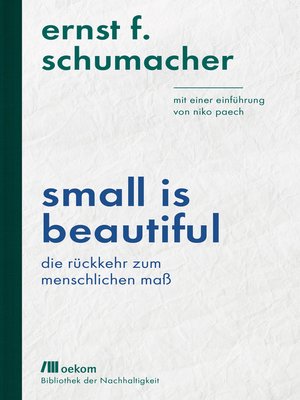 cover image of Small is beautiful